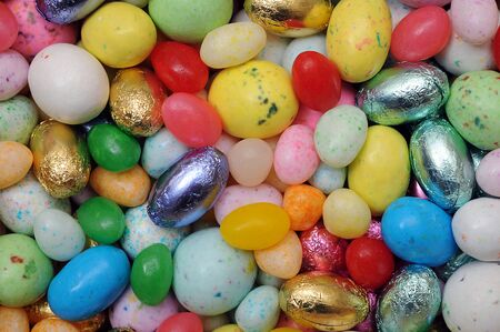 many kind of egg candy for background useの写真素材