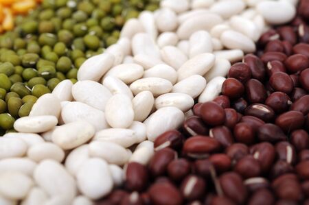 mix of beans on white background