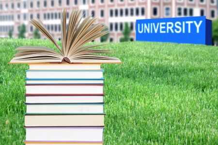 concept of higher education: book, campus, universityの写真素材