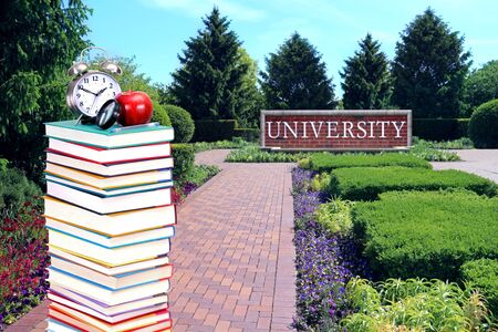 education concept with book and university campusの写真素材