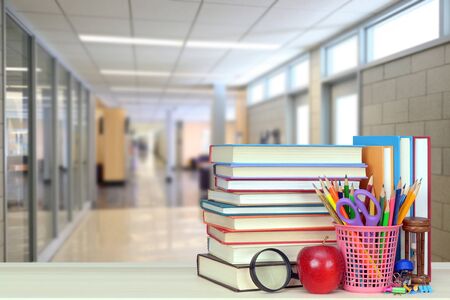 Back To School concept with stack of bookの写真素材