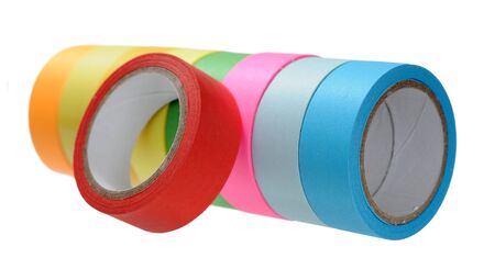 colorful tape roll isolated on white backgroundの写真素材