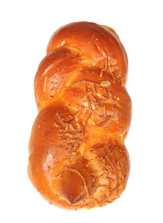 twisted bread topping with sesame isolated on whiteの写真素材