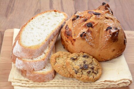  traditional Irish style, cookies and ciabatta bread on the table 
