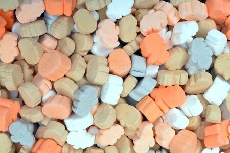 background or texture of colorful mini marshmallows