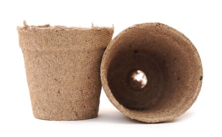 two carton vases on white の写真素材