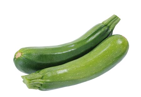 two zucchini isolated on white backgroundの写真素材