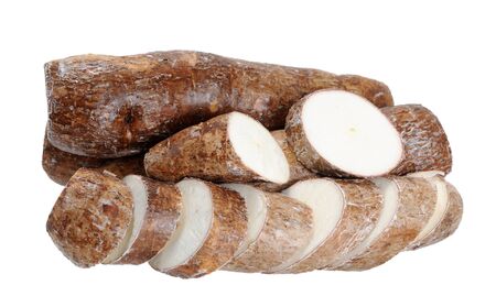  cassava (yucca) isolated on white background の写真素材
