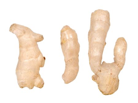 three fresh gingers isolated on white background 