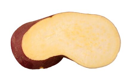 a slice of sweet potato isolate on white backgroundの写真素材