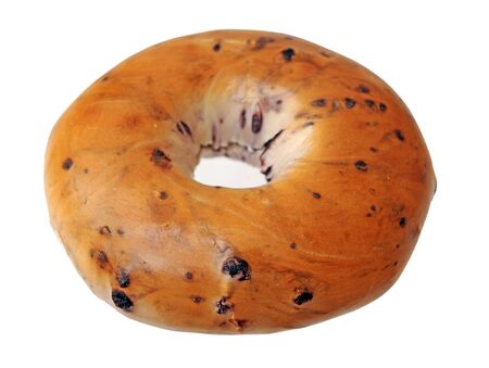  baked blueberry bagels isolated on white background の写真素材