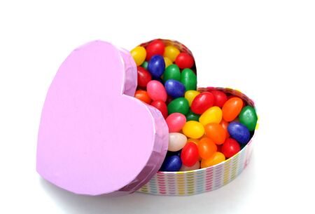 coloful candies in heart shape box  for Valentine dayの写真素材
