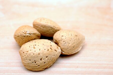 a lot of almond on white backgroundの写真素材