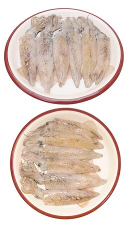 two view of squid on dish
