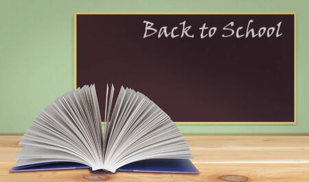 book and classroom with window for education conceptの写真素材