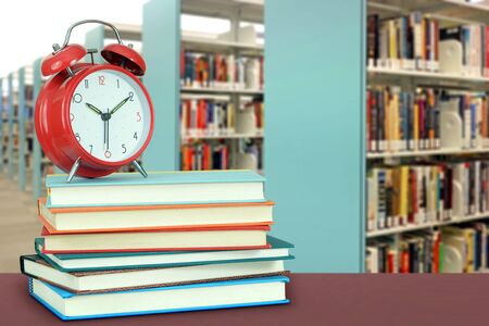 composition of library with book and accessory for education concept 