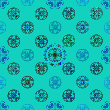 Seamless geometric illustration on green-blue backgroundのイラスト素材