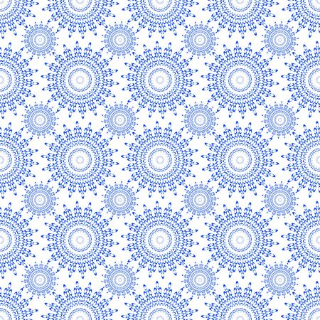 Vector seamless blue ornament background and geometric patternのイラスト素材