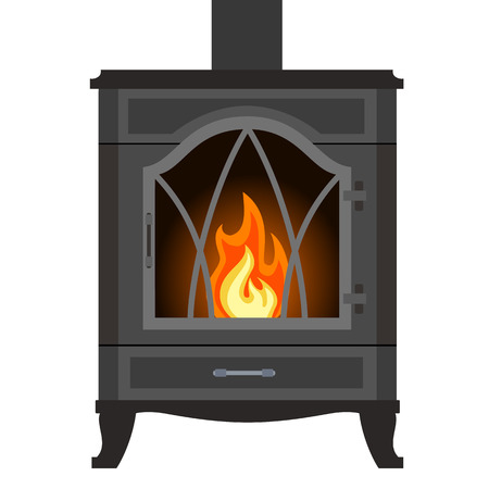 Metal fireplace in flat style isolated on white background.のイラスト素材