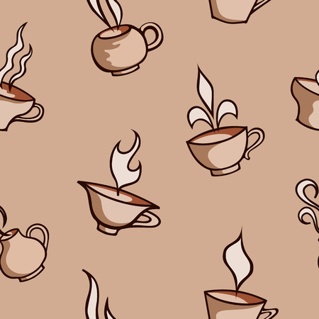 Seamless patterns with cups. Tea and coffee design elements.のイラスト素材
