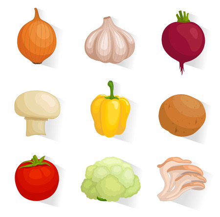 Set of web icons of vegetables. Collection of elements for web design. Vector illustration.のイラスト素材
