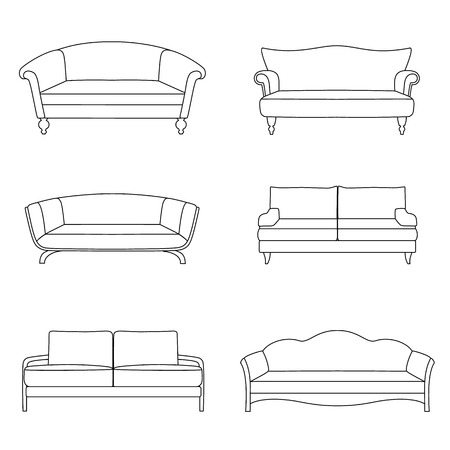 Vector outline sofa icons.  Vector illustration.のイラスト素材