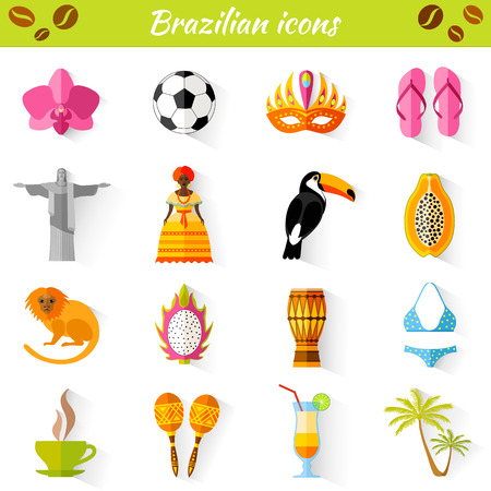 Set of traditional national symbols of Brazil.のイラスト素材