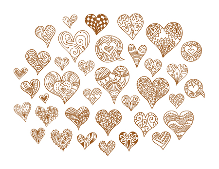 Vector set of sketch hand-drawn hearts. Collection of doodle element for greeting card.のイラスト素材