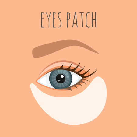 Caring for the skin around the eyes. Eye patch. Vector illustration. Hydrogel mask.のイラスト素材