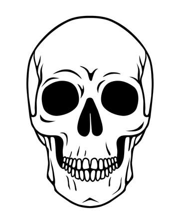 Drawn human skull. Death symbol. Vector illustration. Dead Head.のイラスト素材