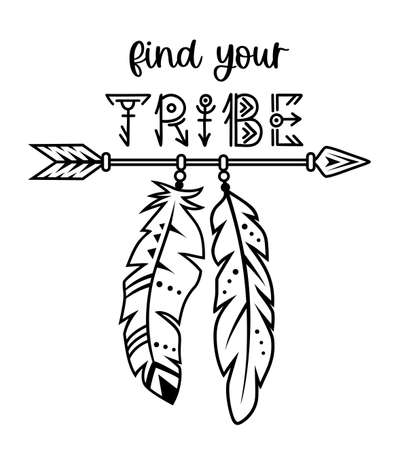 Native american design. Tribal vector sign. Indian arrow with quote.のイラスト素材