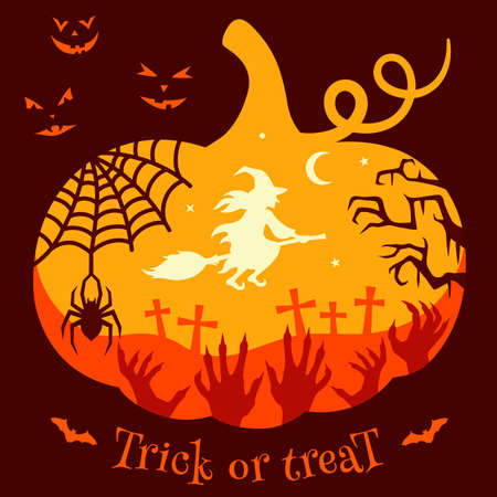Halloween design. Colorful holiday card. Vector poster.のイラスト素材