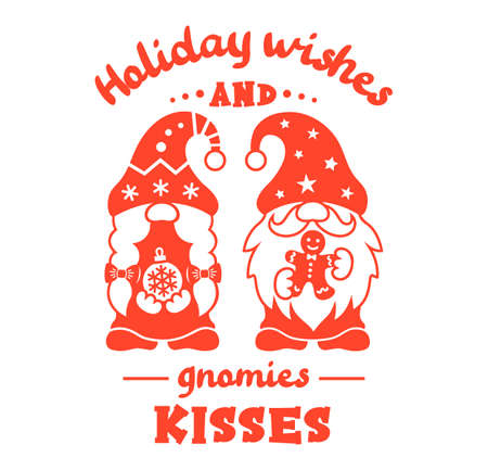Christmas gnomes vector sign with quote. Holiday silhouette design. Illustration for Christmas and New Year.のイラスト素材