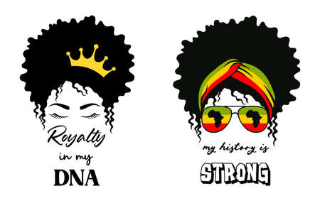 Juneteenth vector illustration. African American womens with quotes. Black history month.のイラスト素材