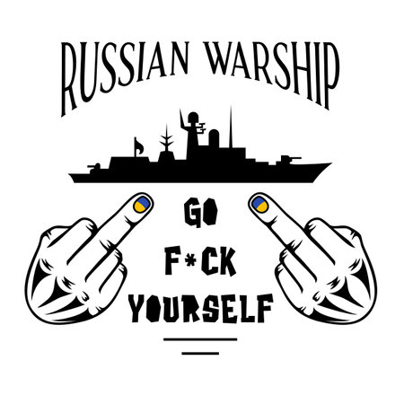 Stand With Ukraine. Russian warship go fuck yourself. Ukraine support vector signのイラスト素材
