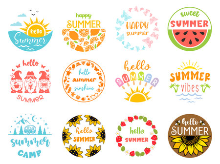 Christmas emblems, signs and labels with quotes. Set of vector Christmas designs.のイラスト素材