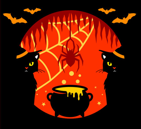 Halloween design. Colorful holiday card. Vector poster.のイラスト素材