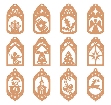 Christmas gift tags set. Set of vector Christmas designs.のイラスト素材