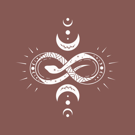 Silhouette of mystical snakes. Sacred esoteric designs with serpentのイラスト素材