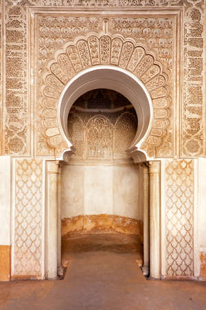 Marrakech madrasah walls ornament の写真素材