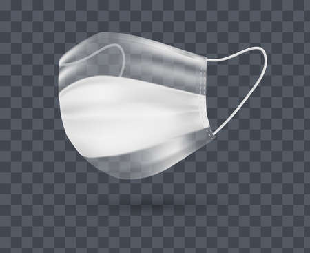 Realistic protective medical respiratory face cloth mask. Coronavirus protection, spread of virus, covid-19 pandemic. Cloth masks, protection against bacteria, disease vectorのイラスト素材