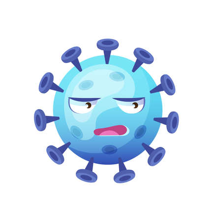 Microorganism, virus cell coronavirus with funny smiley faces. Virus emoticon, monsters smiling pathogen virus coronavirus cartoon characters vectorのイラスト素材
