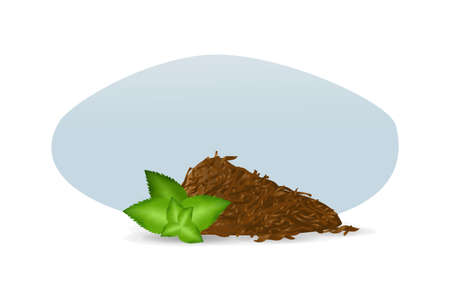 Handful of tea leaves with mint leaves on light background vector illustrationのイラスト素材