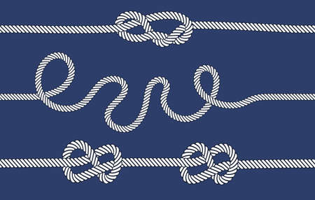 Marine rope knot seamless pattern. Marine rope and sailors ship knot, cord sailor borders, knot sail, package rope seamless. For fabric, wallpaper, wrapping vector illustration isolatedのイラスト素材