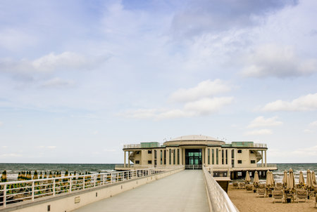 SENIGALLIA, ITALY - SEPTEMBER 5, 2016: The walkway to the Rotonda a Mare in Senigallia, Marche, Ancona, Italyのeditorial素材