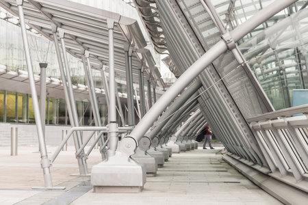 BRUSSELS, BELGIUM - AUGUST 21, 2014: Gare de Bruxelles-Luxembourg train station at the Espace Leopold (Leopold Square) under the Esplanade of the European Parliamentのeditorial素材