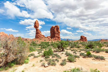 Balanced Rock in Arches National Park in Utah. Landscape Photo in the Summerの写真素材