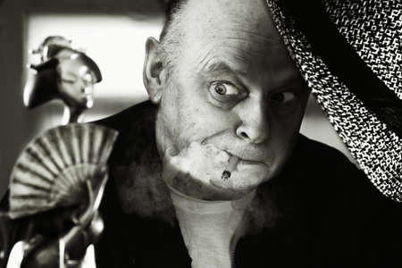 Man. Cigarette. Smoke.の写真素材