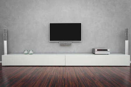 Modern Living Room Interior with Home-Entertainmentの写真素材