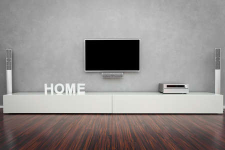 Modern Living Room Interior with Home-Entertainmentの写真素材